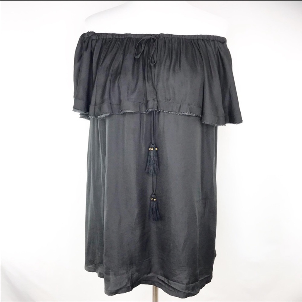 Skylar + Madison Satin Off-the-Shoulder Dress